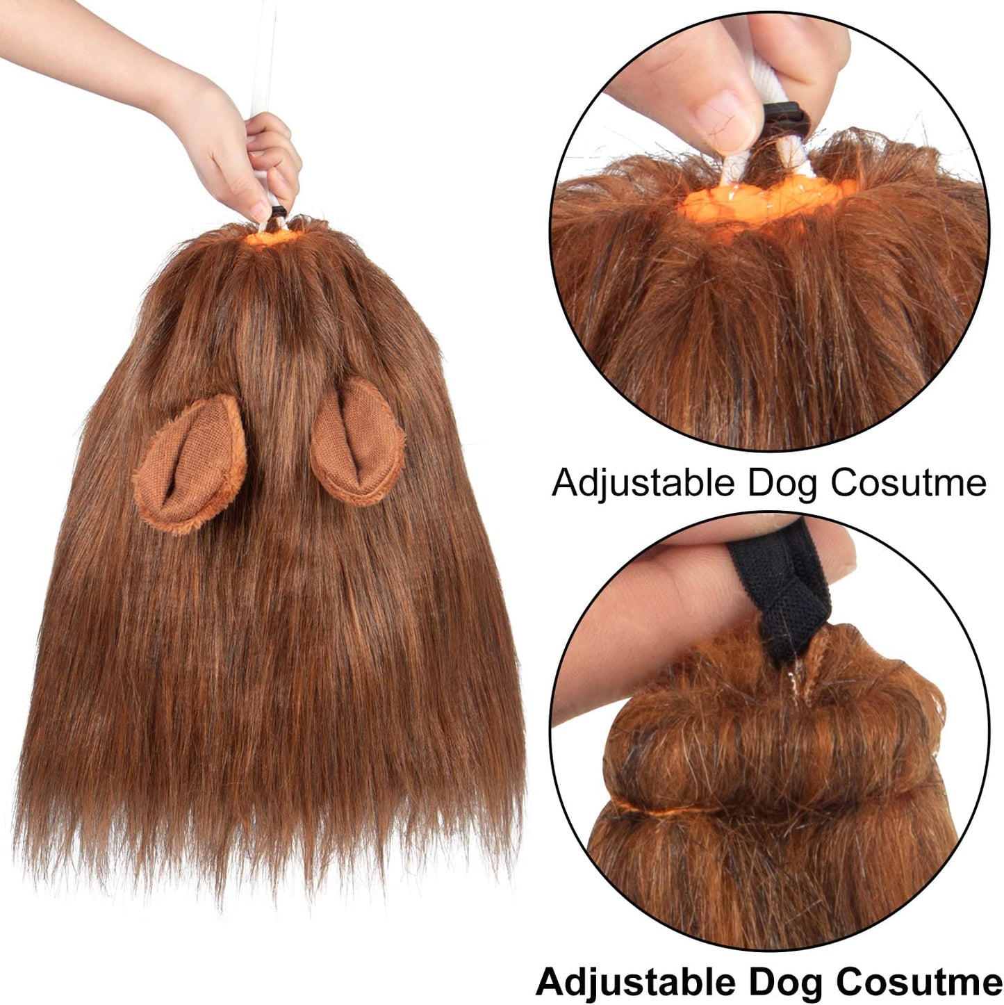 Lion Mane Dog Costume – Realistic Dark Brown Wig for Medium & Large Dogs, Perfect for Halloween