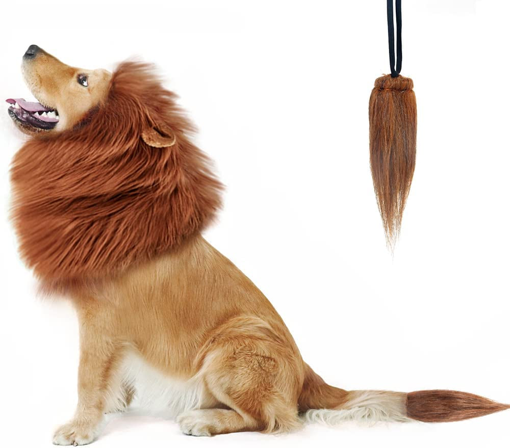 Lion Mane Dog Costume – Realistic Dark Brown Wig for Medium & Large Dogs, Perfect for Halloween