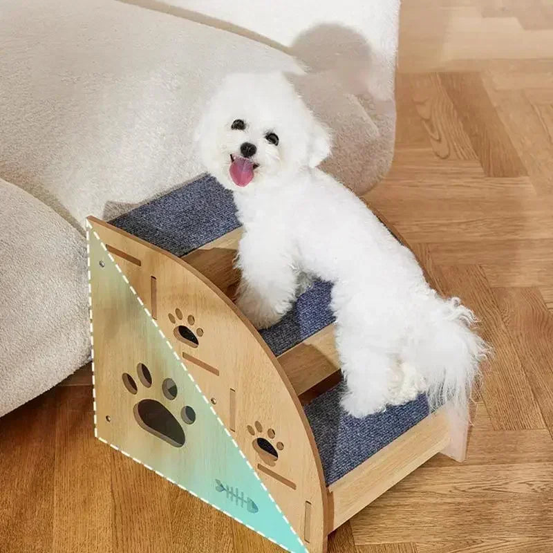 Pet Stairs for Bed – Non-Slip Wooden Dog Steps & Ramp for High Beds, Safe Climbing for Pets