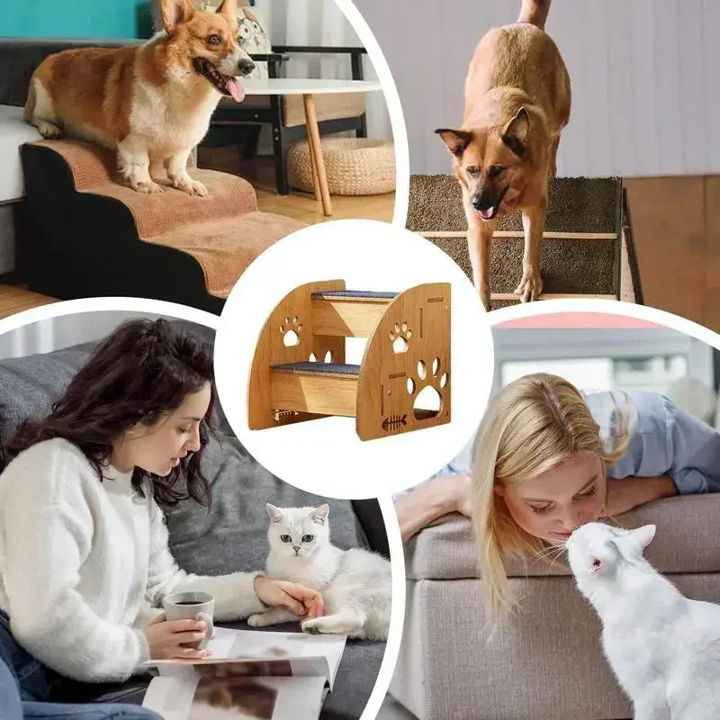 Pet Stairs for Bed – Non-Slip Wooden Dog Steps & Ramp for High Beds, Safe Climbing for Pets