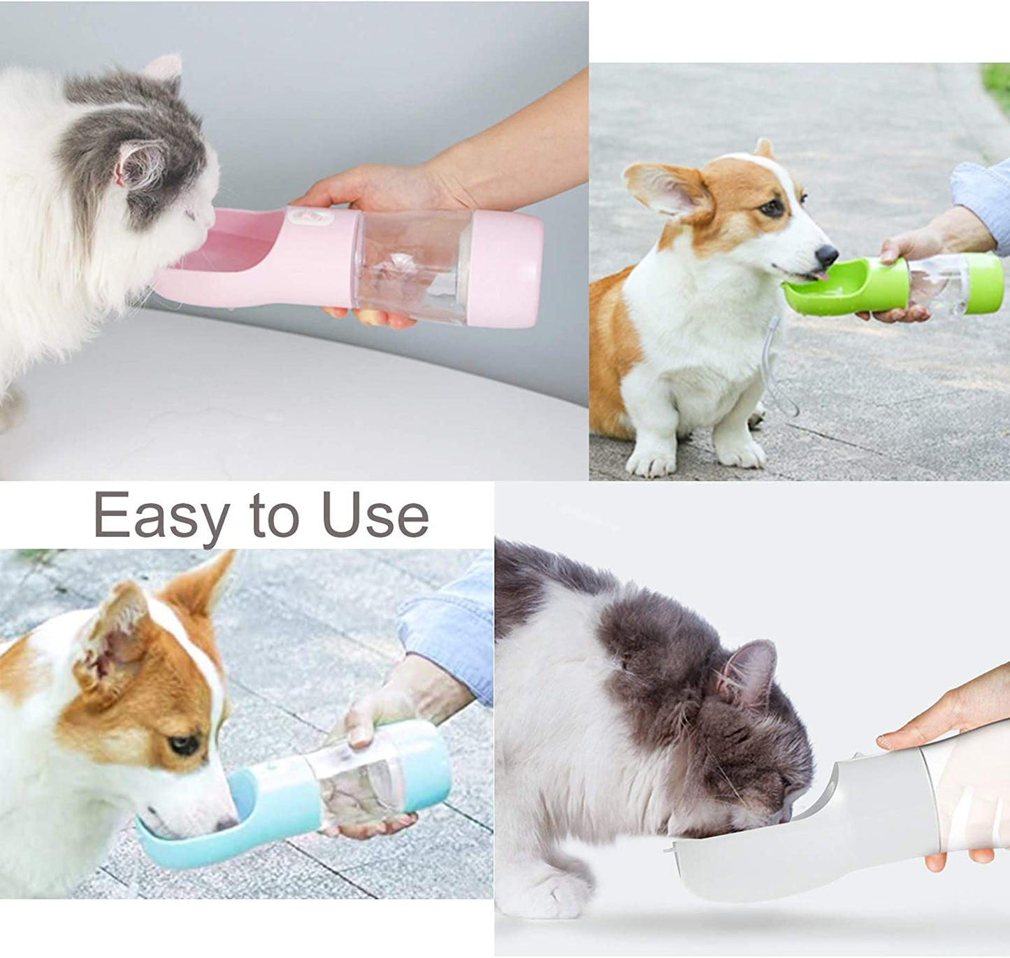 Portable Dog Water Bottle with Pouch – Travel Pet Water Dispenser for Walking, Hiking & Outdoor Activities (Gray)