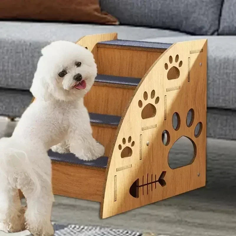 Pet Stairs for Bed – Non-Slip Wooden Dog Steps & Ramp for High Beds, Safe Climbing for Pets