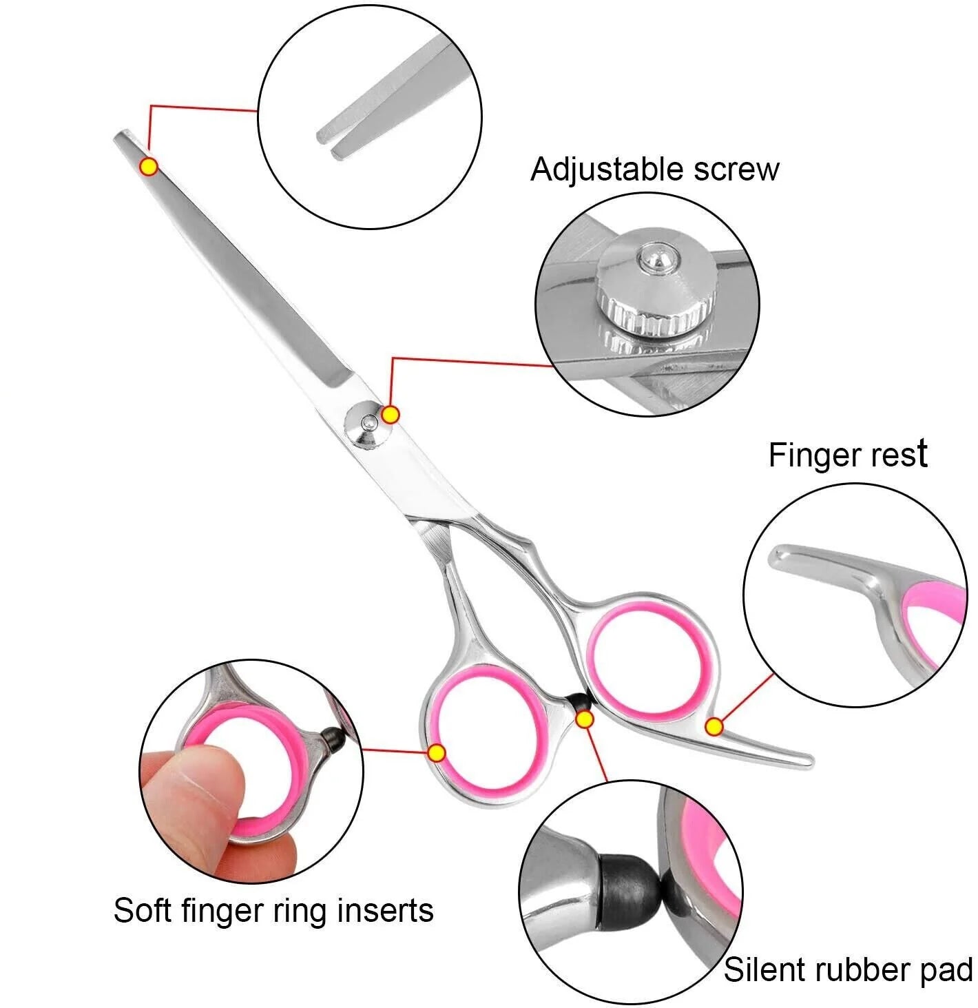 Pet Grooming Scissors Set – Stainless Steel Straight, Curved & Thinning Shears Trimming Kit for Dogs and Cats